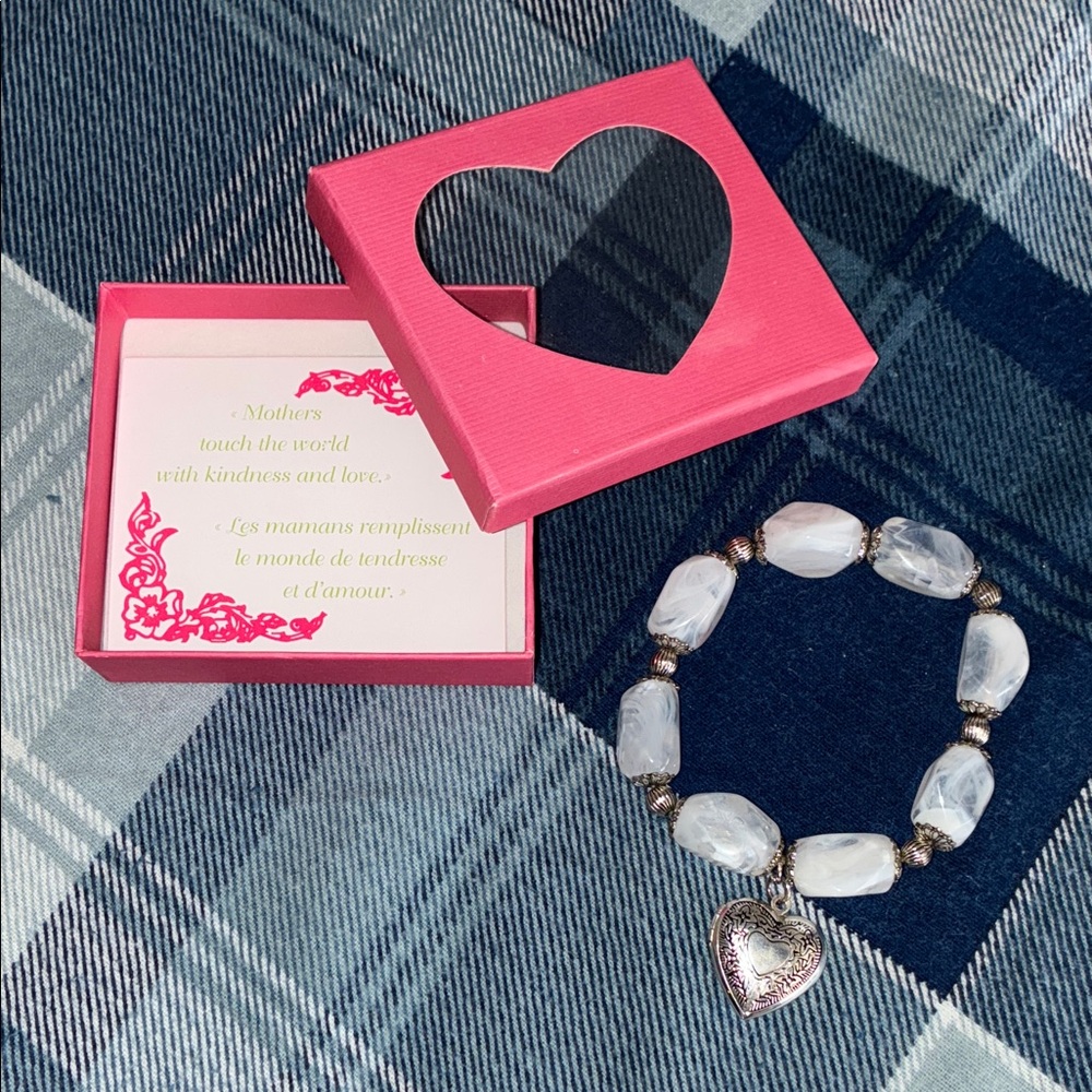 Silver Heart Locket Charm Bracelet